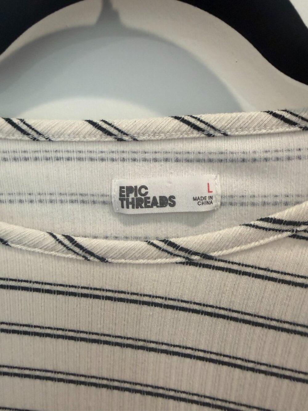 Epic Threads - Striped, Ribbed Long-sleeve Ruched Top - Picture 2 of 4